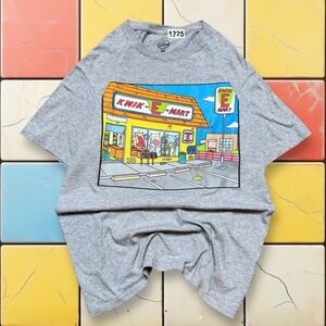 VTG The Simpsons Kwik-E-Mart Tee Y2K Men S‎ Gray Promo Cartoon Photo TV Shirt